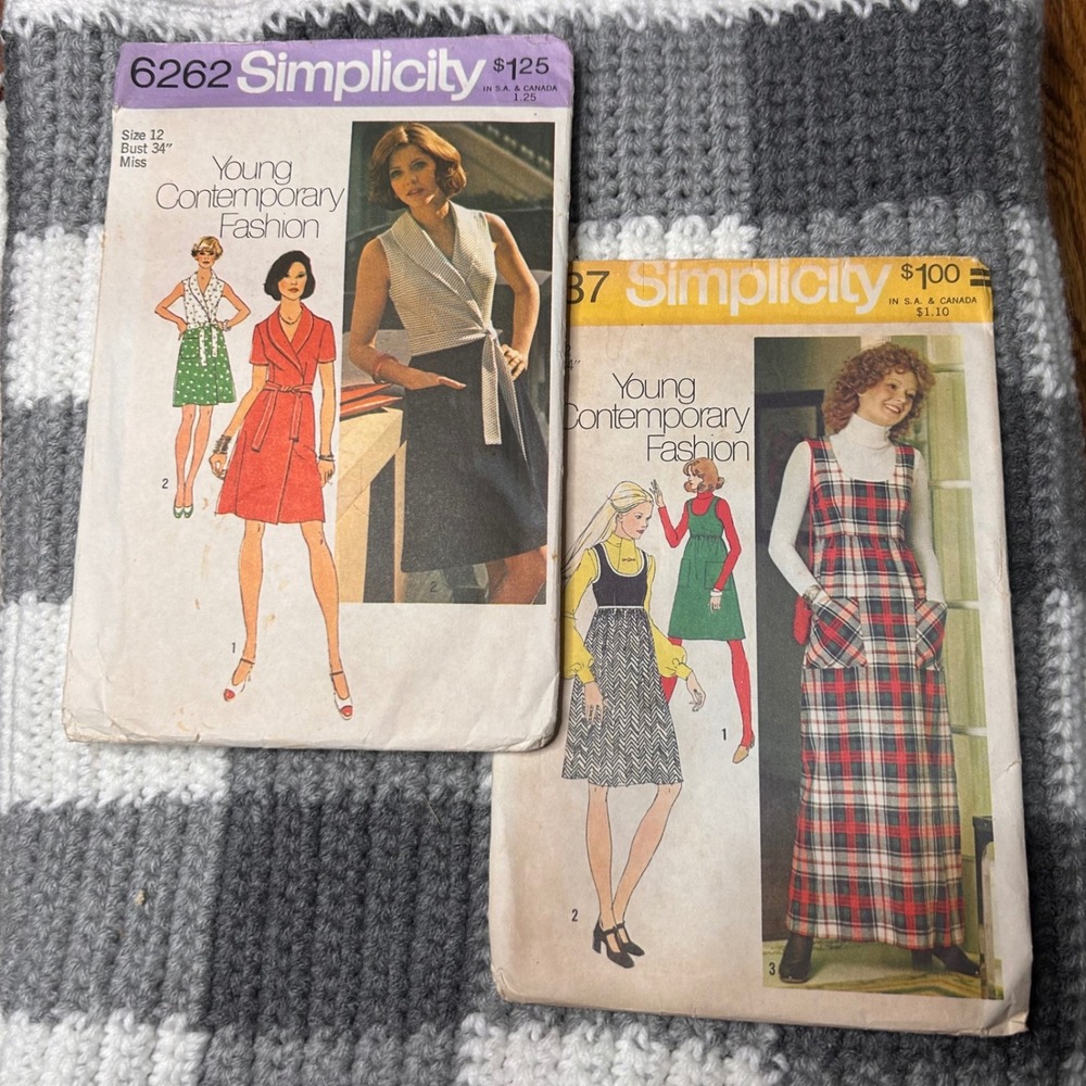 Simplicity Sewing Patterns 6262 5137 Size 12 Multi 70s Vintage Wrap Dress Jumper - Picture 1 of 5